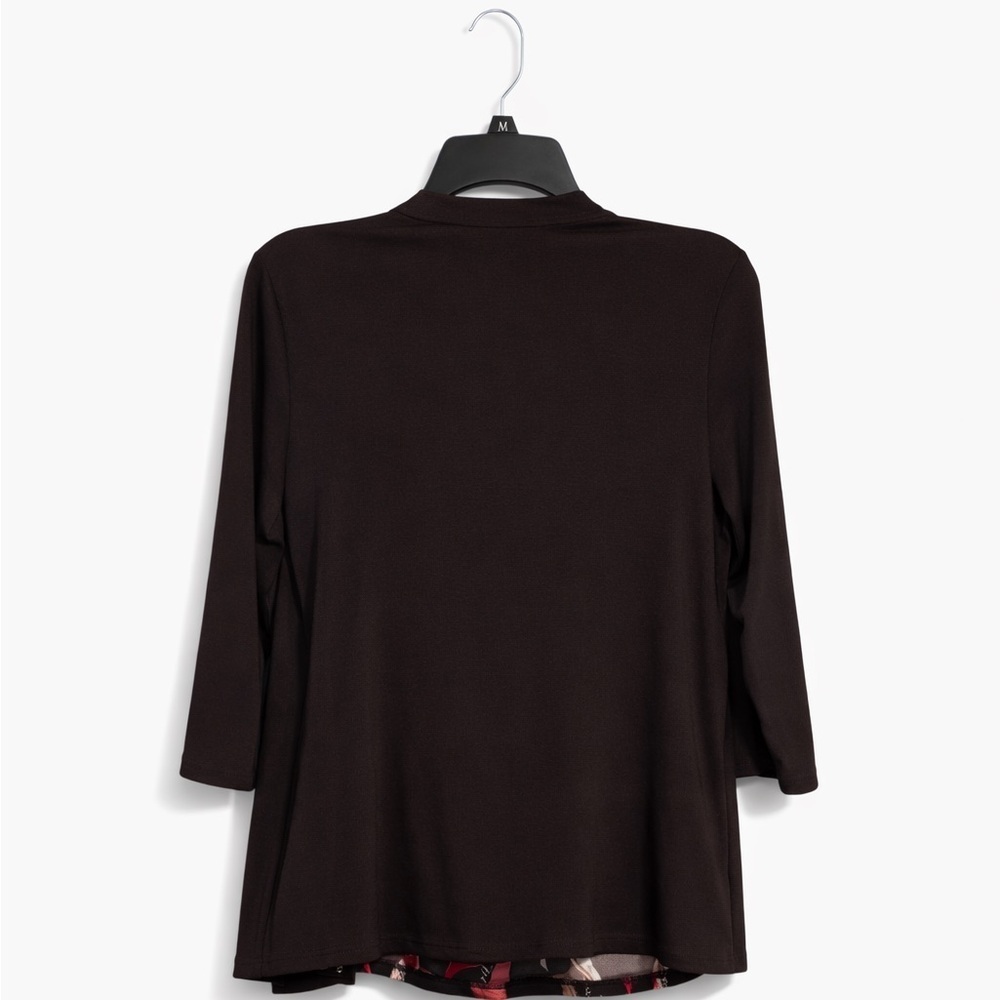 East 5th Women’s Medium Dark Brown Patterned Top Attached Shell Soft Flowy - Picture 2 of 2
